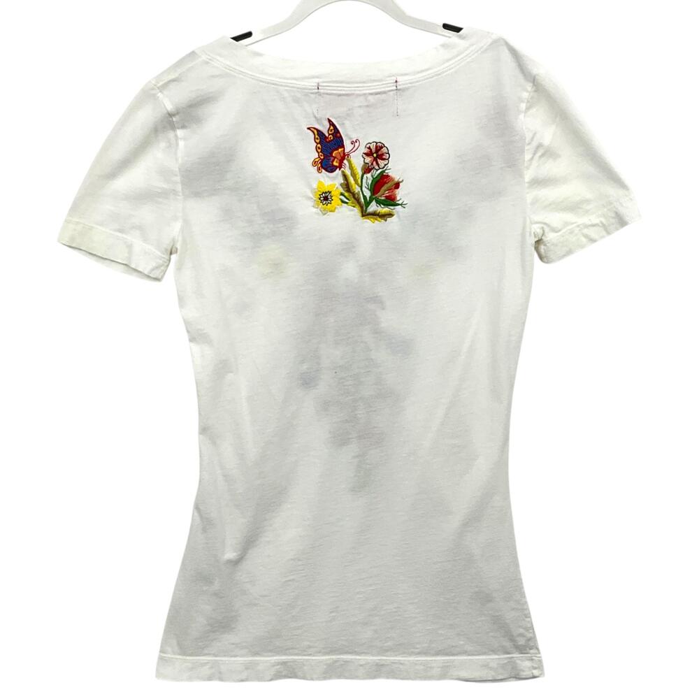 Johnny Was JWLA Top Womens XS White Embroidered *READ* Floral V Neck T Shirt - Picture 5 of 12
